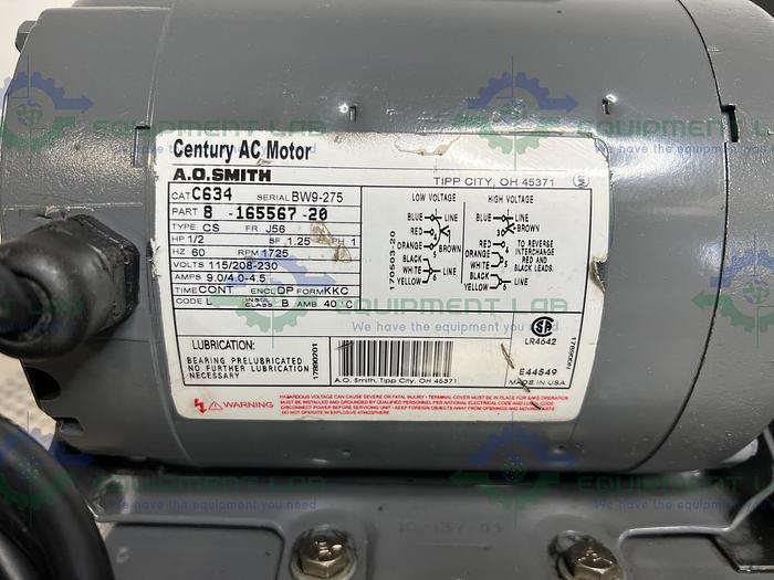 Used Welch  1402 DuoSeal Belt-Driven Rotary Vane Vacuum Pump 115/230V