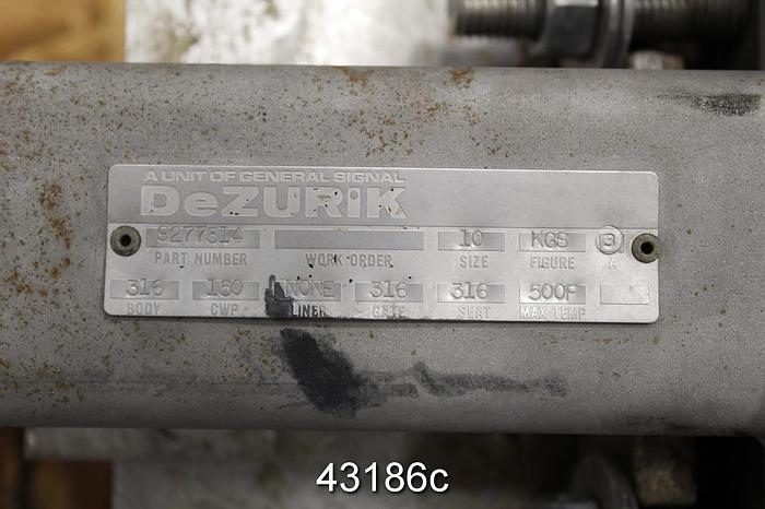 Used Dezurik 10" Hand Operated Knife Gate Valve #43186