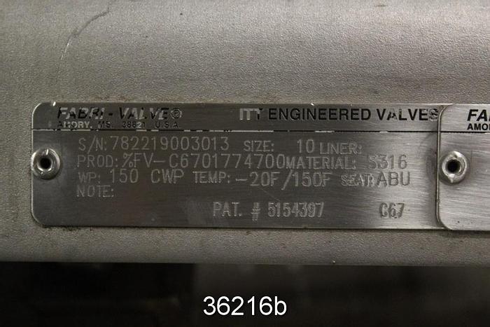 Used Fabri 10" Hand Operated Knife Gate Valve, FV-C6701774700 #36216