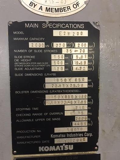 Used 2000 KOMATSU E2W200