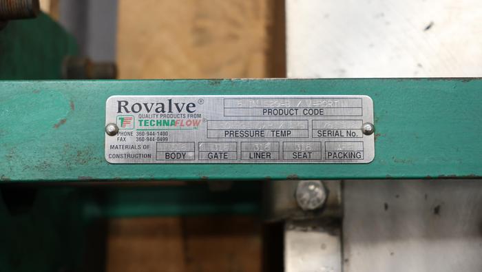 Unused Rovalve S20-B 6" V-port Air Operated Knife Gate Valve #44346
