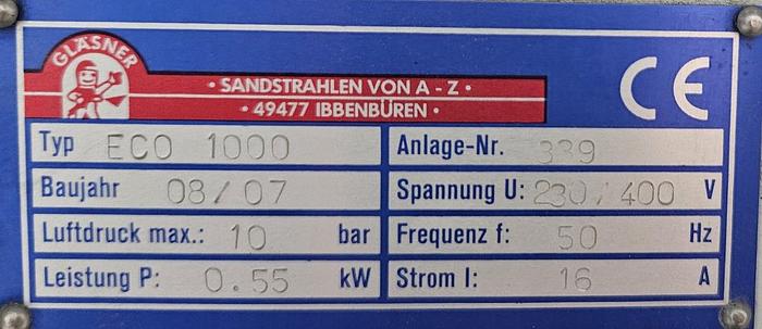 Gebraucht Sandstrahlkabine Gläsner ECO 1000