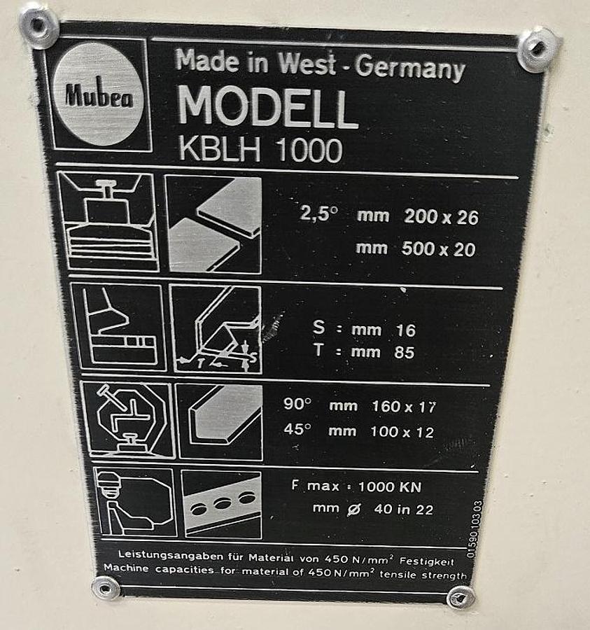Gebraucht Profilstahlschere Mubea KBLH 1000 mit Positionierung