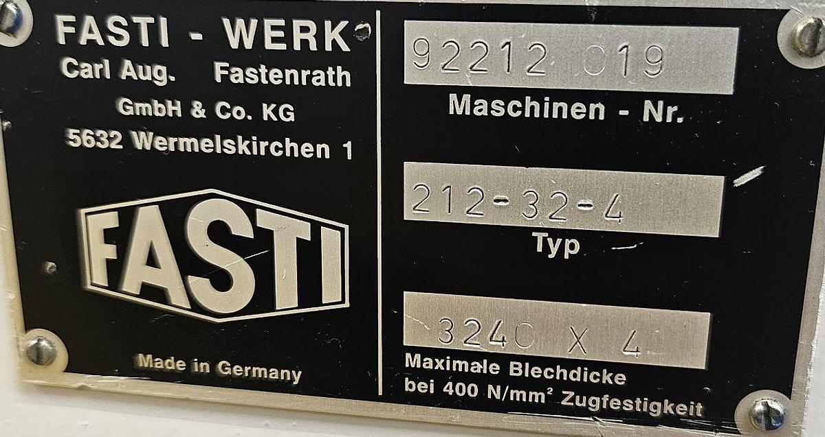 Gebraucht Schwenkbiegemaschine Fasti 212-32-4