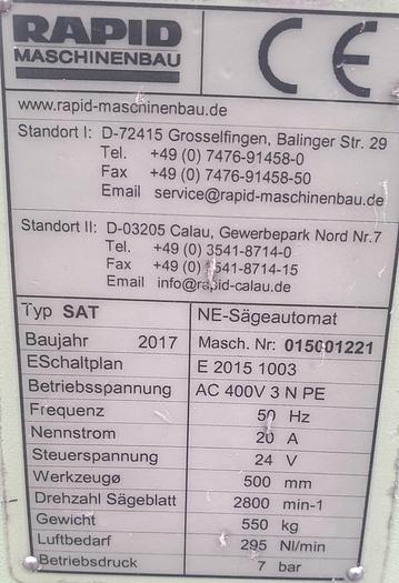 Gebraucht Aluminiumsägeautomat Rapid SAT