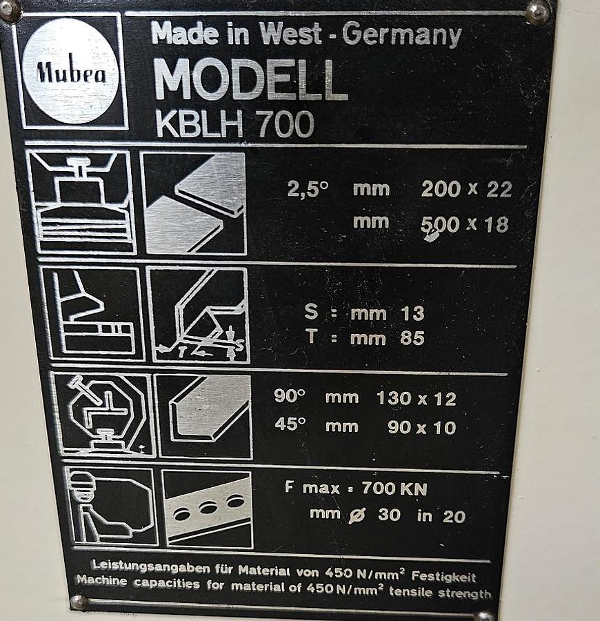 Gebraucht Hydraulische Profilstahlschere Mubea KBLH 700