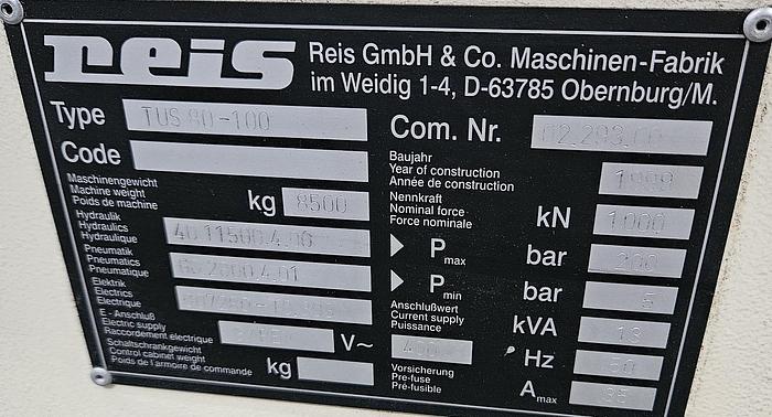 Gebraucht Tuschierpresse Reis TUS 80-100