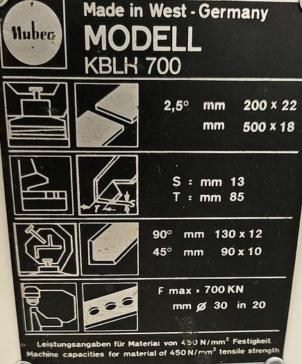 Gebraucht Profilstahlschere Mubea KBLH 700