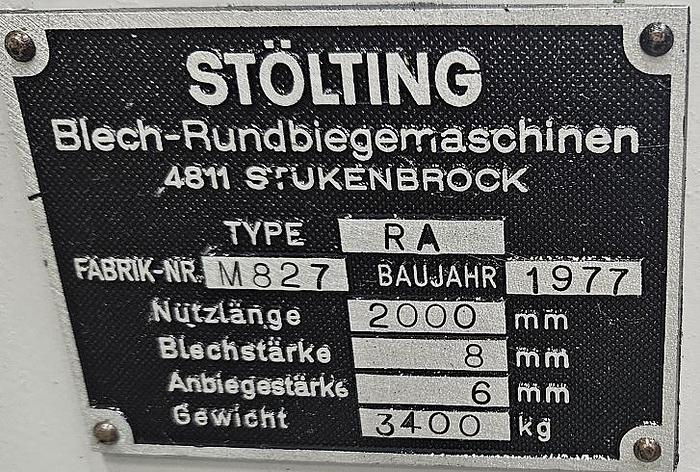 Gebraucht Rundbiegemaschine Stölting RA 2000 x 8 mm