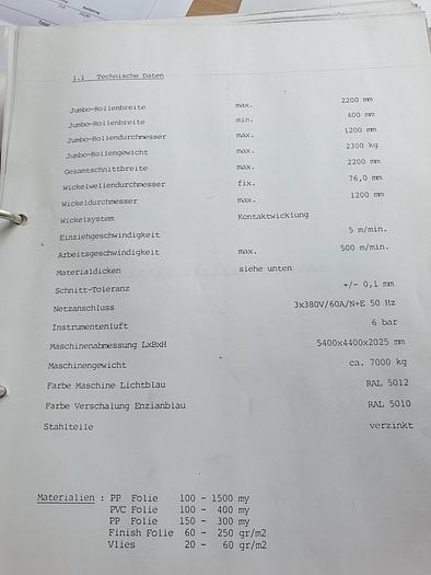 Gebraucht Rollenschneidmaschine Wematech 2200 RSM