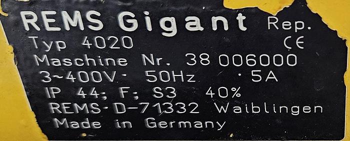 Gebraucht Gewindeschneidmaschine Rems Gigant / Magnum 4020