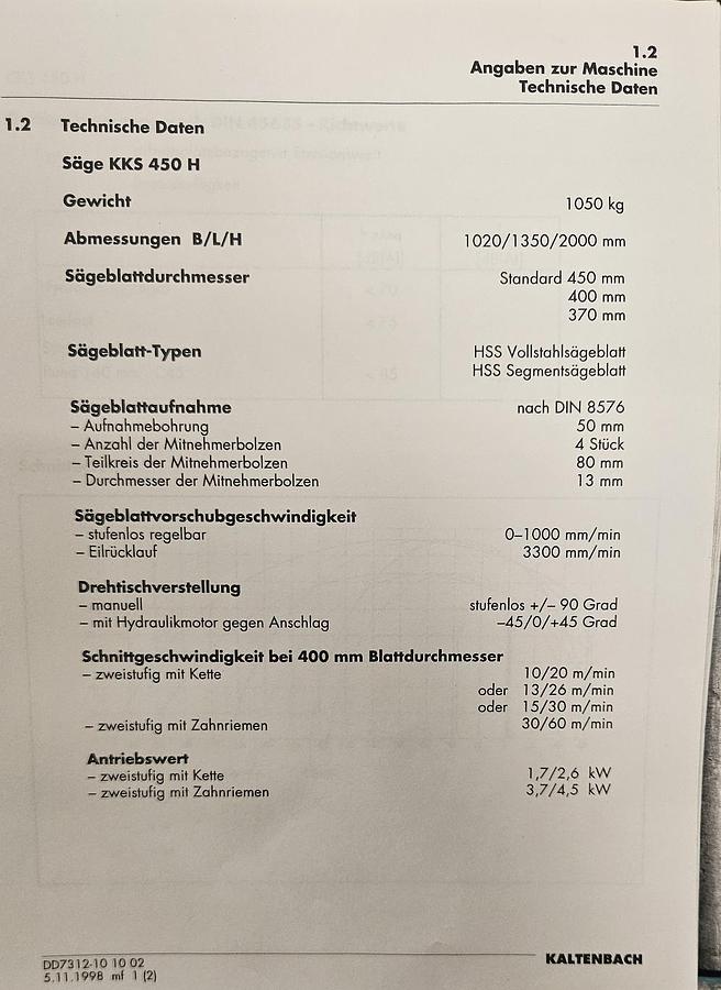 Gebraucht Kreissäge Kaltenbach KKS 450 mit Positioniereinheit