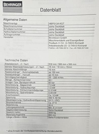 Gebraucht Bandsägeautomat Behringer HBP 513 A