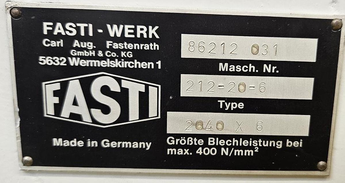 Gebraucht Schwenkbiegemaschine Fasti 212-20-6