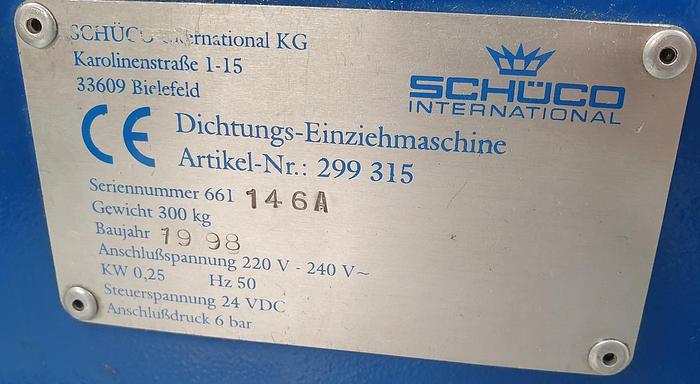 Gebraucht Dichtungseinziehmaschine Schüco 299315 mit Rollenbahnen