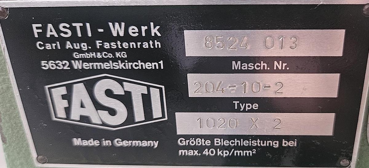 Gebraucht Schwenkbiegemaschine Fasti 204-10-2