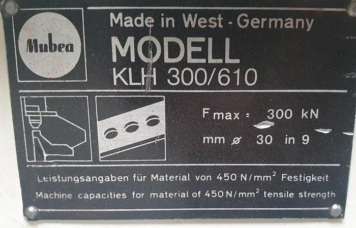 Gebraucht Hydraulische Lochstanze Mubea KLH 300-610