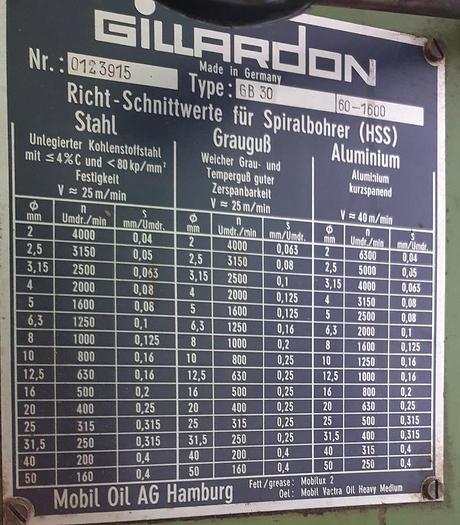 Gebraucht Säulenbohrmaschine Gillardon GB 30 