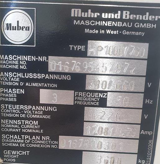 Gebraucht Lochstanze Mubea HP 1000