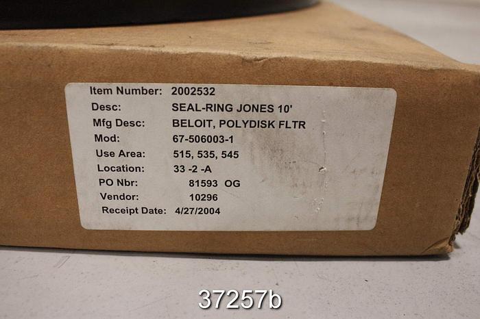 Unused Beloit Jones Polydisk Filter 10' Seal Ring #37257