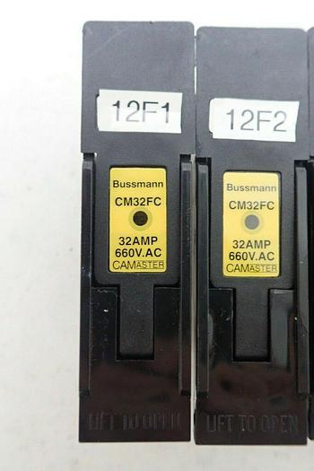 Used Lot of 6 Bussmann CM32FC Camaster Fuse Holders and NITD2 Fuses