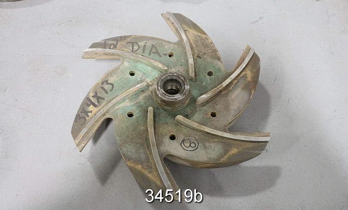 Used Goulds 3196  Impeller, 3x4x13, 6-Vane, 12" Diameter, Pattern 56849 #34519