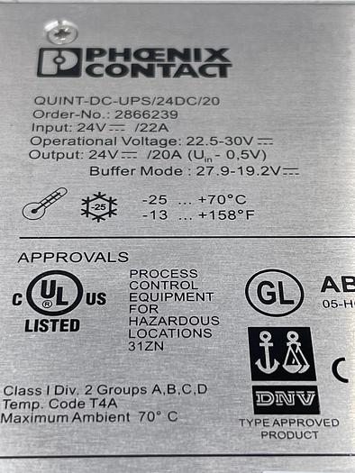 Used  PHOENIX CONTACT Quint-DC-UPS/24DC/20