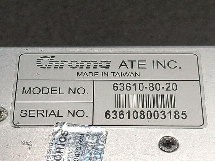 Used Chroma Systems Solutions, 63610-80-20, DC Electronic Load Module, Dual Channel