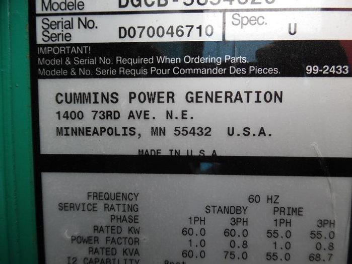 Used 2007 Cummins 60Kw generator