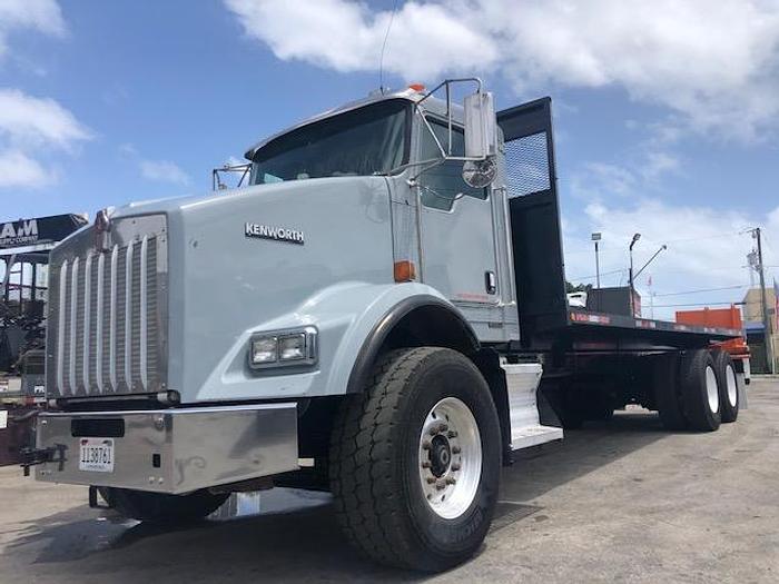 Used 2007 KENWORTH T-800 FLATBED TRUCK WITH PIGGYBACK SYSTEM