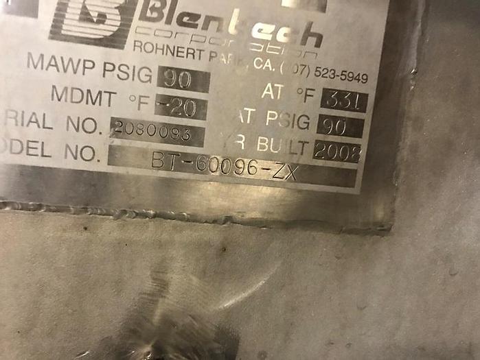 Used 160 CU. FT. BLENTECH RIBBON/PADDLE MIXER - 316 S/S - JACKETED