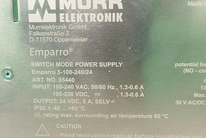 Used Murr Elektronik Emparro 5-100-240/24 85440 Switch Mode Power Supply