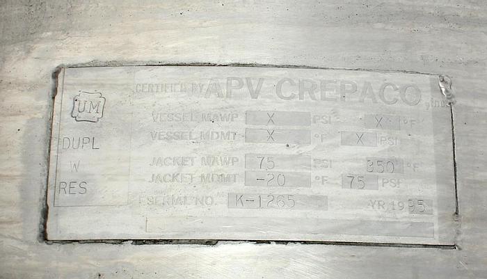 Used 300 GALLON APV CREPACO PROCESSOR - S/S - 75 PSI JACKET
