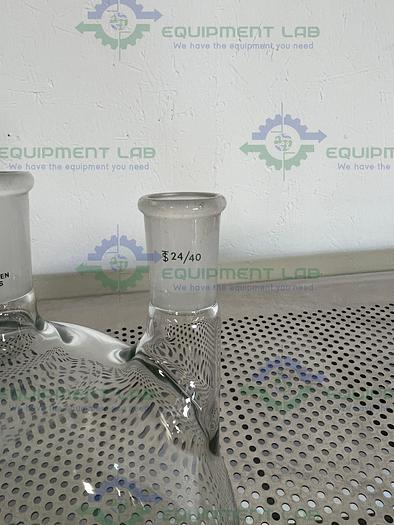 Used Chemglass  3000 mL 3-Neck Round Bottom Heavy Wall Flask 24/40, 24/26