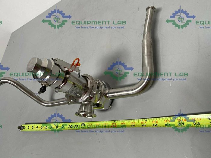 Used Leser 4854.774 Stainless Steel Valve w/ Piping & 1 1/2" & 3/4" Sanitary Fitting