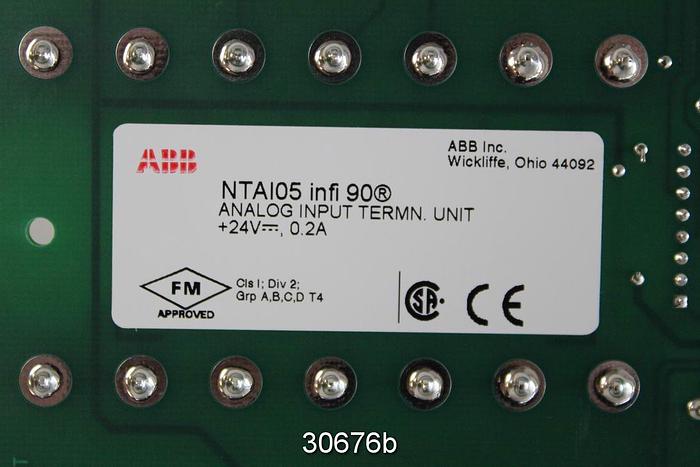 Used ABB NTAI05 Termination Unit, Analog Input for ABB Bailey INFI90 System #30676