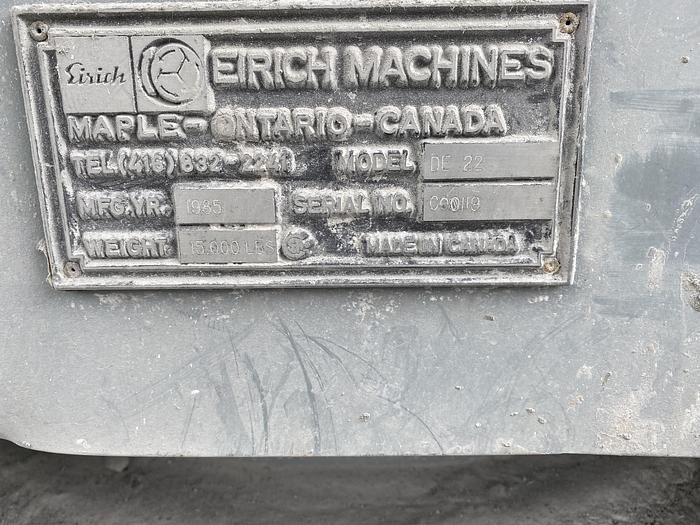 Used EIRICH DE-22 SAND MIXER