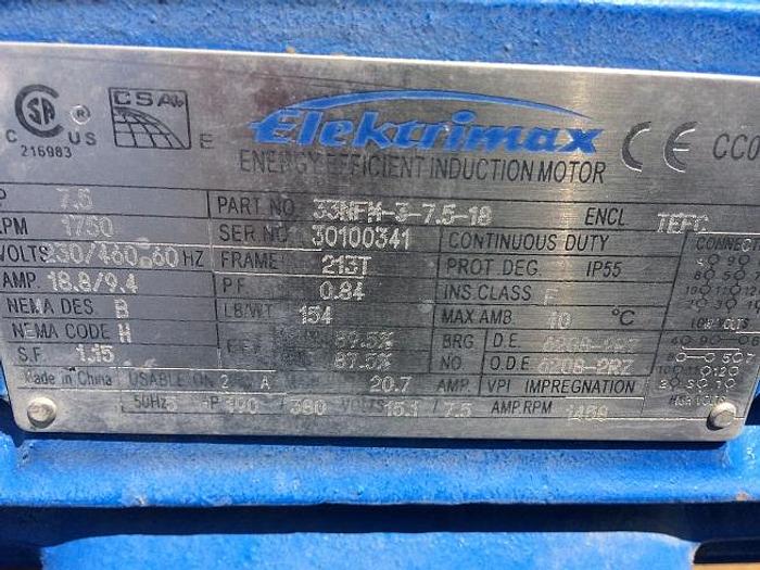 Used Used Elektrimax 7.5 HP 3/0/230-460 volt motor