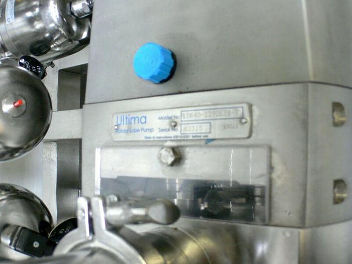 Used GE Healthcare Pump Skid w/ 15HP Ultima LU640 Rotary Lobe Pump & Mass Flow Meters