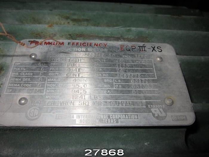 Used Toshiba-S2535553H6060-AC Motor, 60 HP, 118 #27868