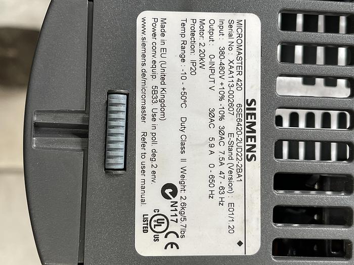 Used SIEMENS 6SE6420-2UD22-ABA1