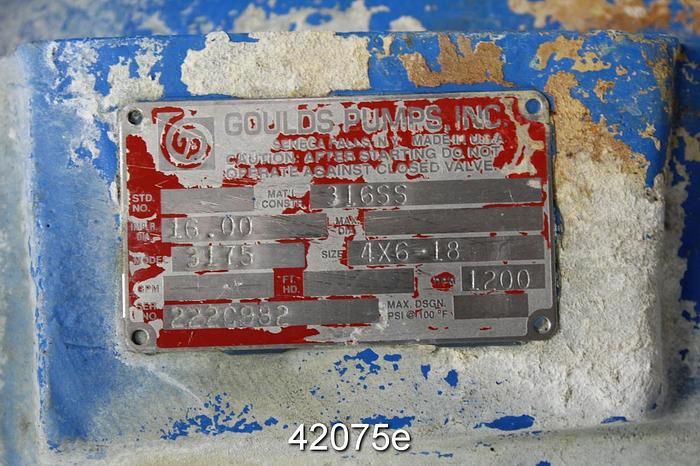 Used Goulds 3175 4x6x18 Pump, Stainless Steel Casing #42075