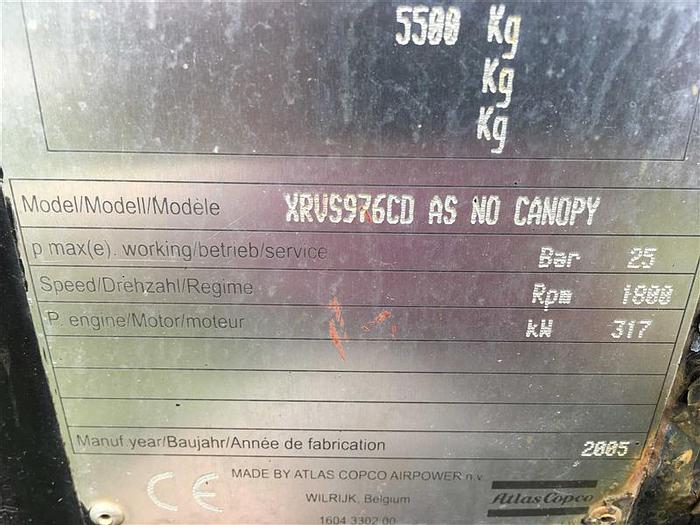 Used 2005 Atlas Copco XRVS976/365CD Air Compressor