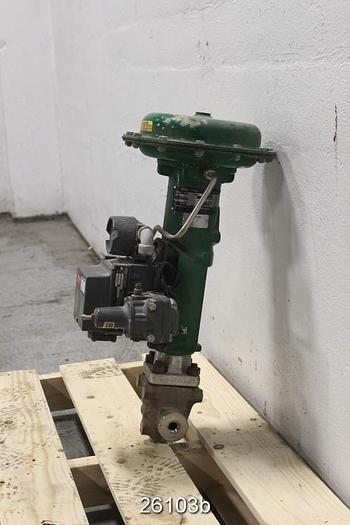Used Fisher EZ Steam Control Valve, 0.5", Ez Body Style, Stainless Steel Body, Stainless Steel/Hf Plug, Stainless Steel/Hf Seat, Class 600, Port Size 0.5", Travel 0.75", Type 667 Actuator, Size 30, Action Pdto, Fieldvue Dvc5010 Positioner #26103
