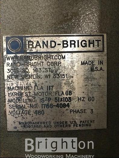 Used 1984 Rand Bright S-P 51 x 103 , Used Widebelt Sander.