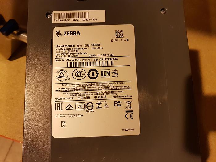 Used Zebra GK420t Label Printer