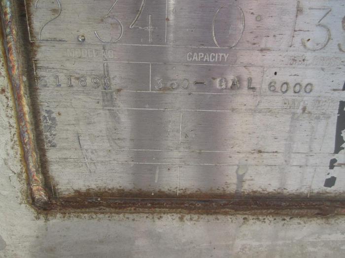 Used 350 Gallon Stainless Steel Liquid Storage Tank