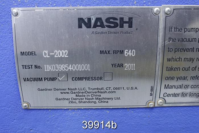 Unused Nash CL2002 Vacuum Pump, Unused #39914
