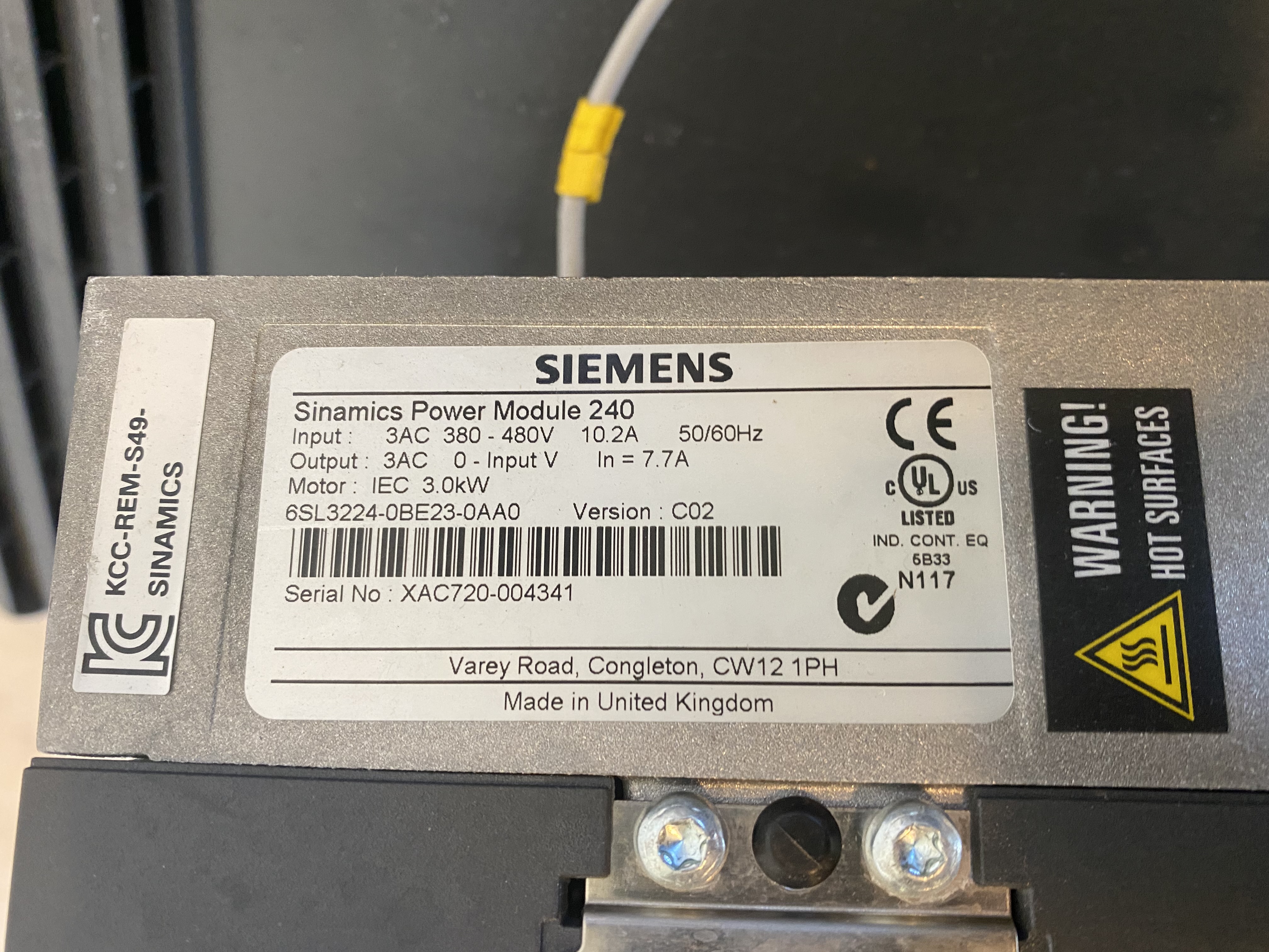 Begagnad Styrskåp 200amp Sinamics Power Module 240,