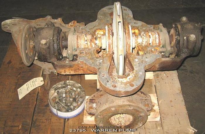 Used Warren 4DTB13 Pump, 4X5X13, 4-Vane Impeller, 13" Impeller Diameter, Ductile Iron Casing, Bronze Impeller, Packing #23795